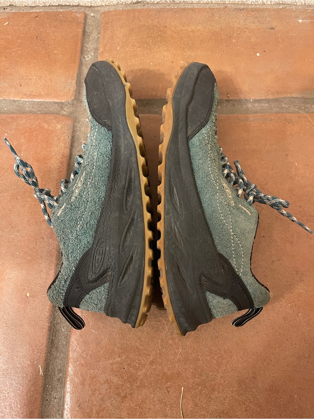 Keen Seafoam Green and Black Trail Shoes with Gum Outsole